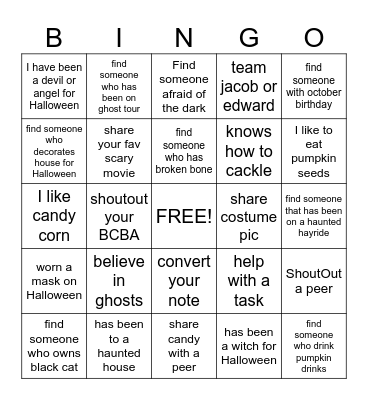 Spooky Halloween Bingo Card