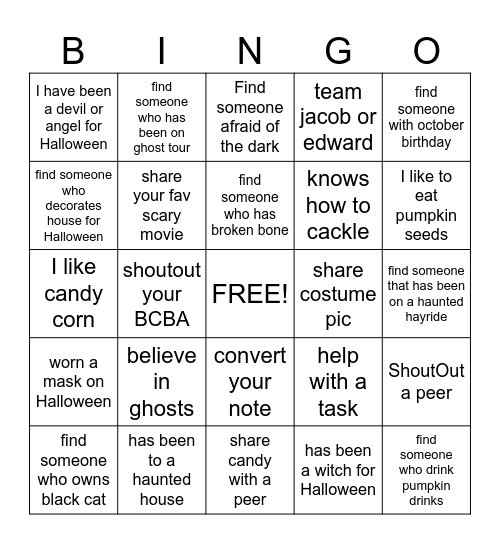 Spooky Halloween Bingo Card