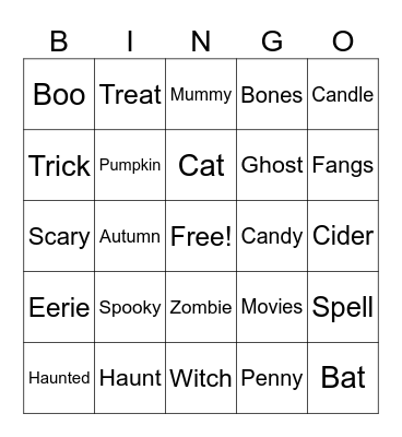 Halloween Bingo Card