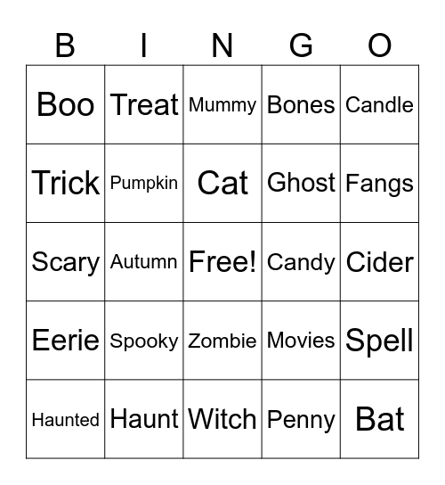 Halloween Bingo Card