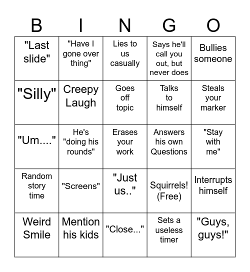 Barnhart Bingo Card