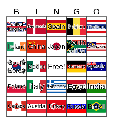 World Flag Bingo Card