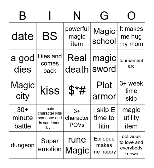 book series Bingo Card