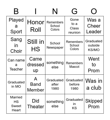 HIGH SCHOOL Bingo Card