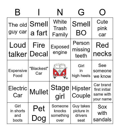 Car Show BINGO Card