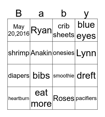 Getting to know mommy to be Bingo Card