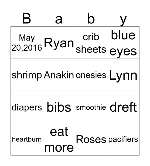Getting to know mommy to be Bingo Card