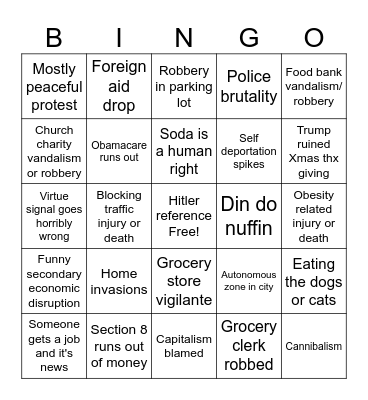 Snapocalypse Bingo Card