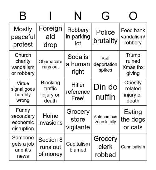 Snapocalypse Bingo Card