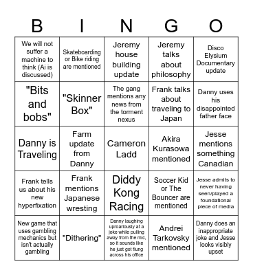 NoClip Bingo Card