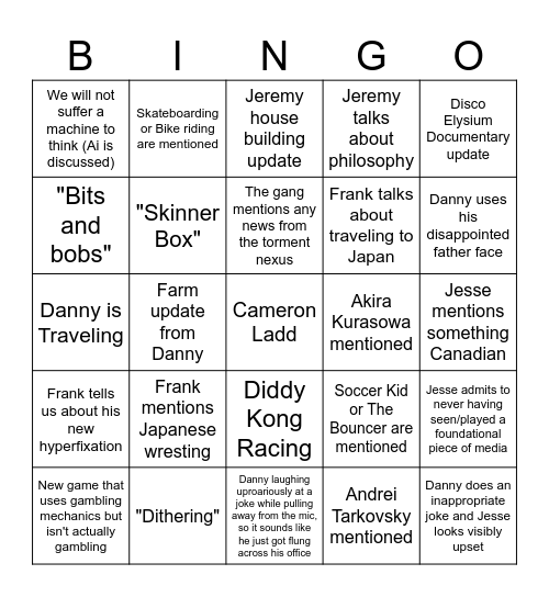 NoClip Bingo Card