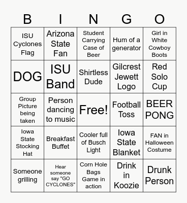 ISU TAILGATING BINGO Card
