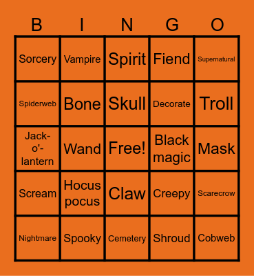 Spooky Bingo Card