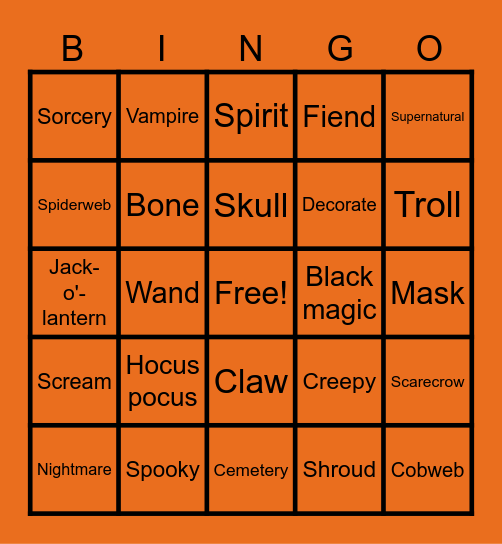 Spooky Bingo Card