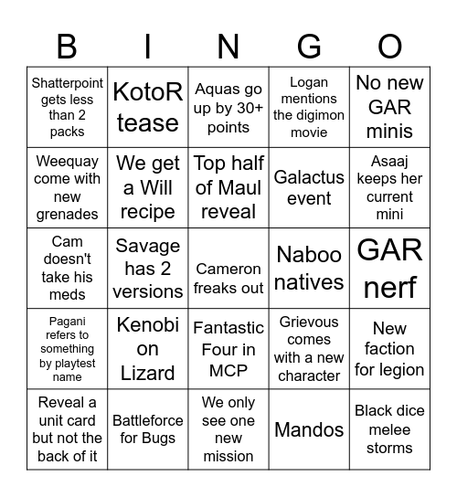 Ministrav bingo Card