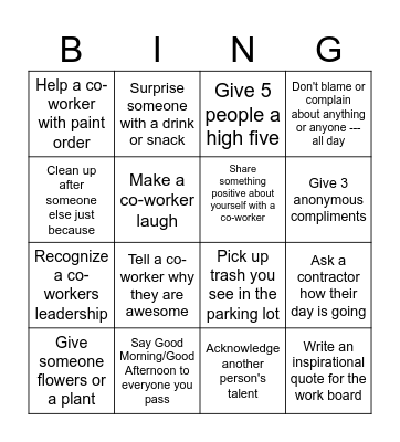 Kindness Bingo Card
