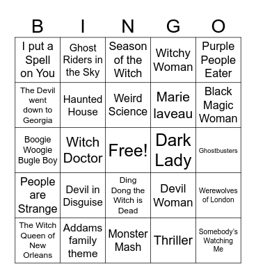 Halloween Bingo 2025 Bingo Card