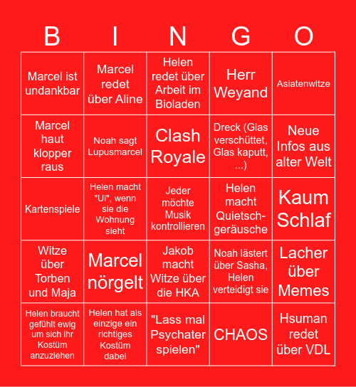 Hallowiener Bingo Card