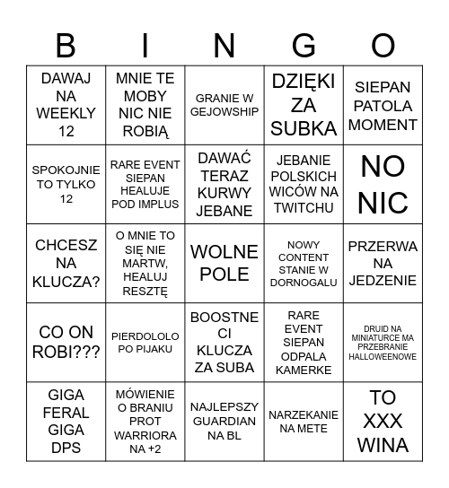 SIEPAN BINGO Card