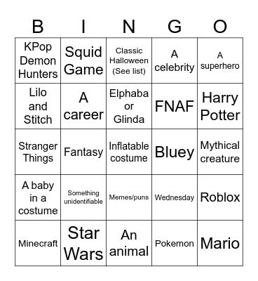 Halloween Bingo! 2025 Bingo Card