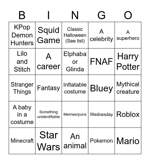 Halloween Bingo! 2025 Bingo Card