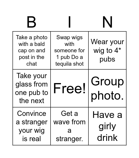 Beer mile bingo! Bingo Card