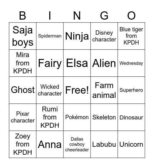 Halloween Bingo Card
