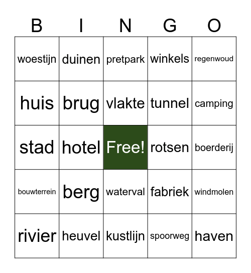 Landschapsbingo!! Bingo Card