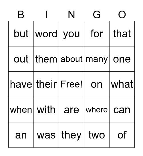 MCW Bingo Card