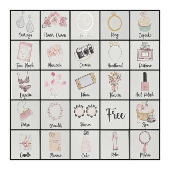 Bridal Bingo Card