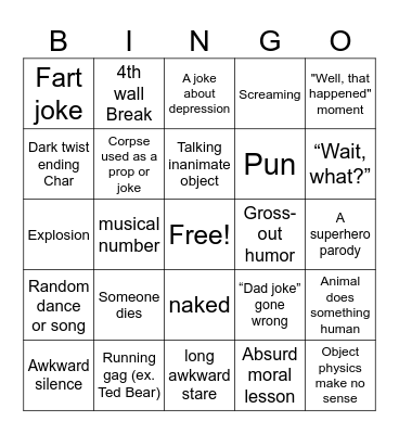 Cyanide and Happiness Bingo Card