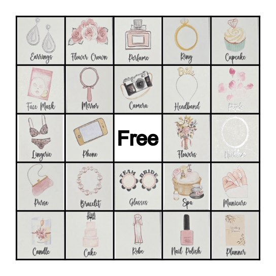 Bridal Bingo Card