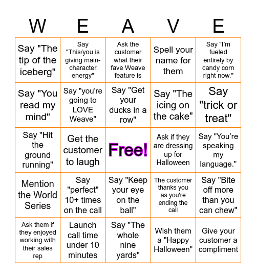 October EOM Launch Call Bingo Card