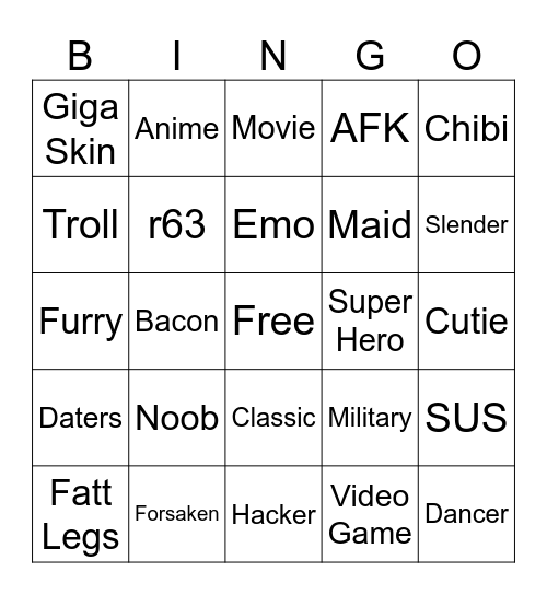 ROBLOX BINGO Card