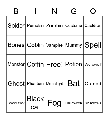 Halloween Bingo Card