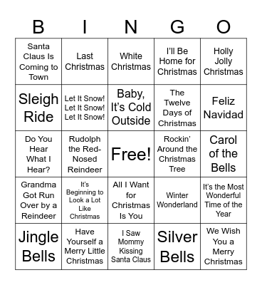 Song Title Bingo Card