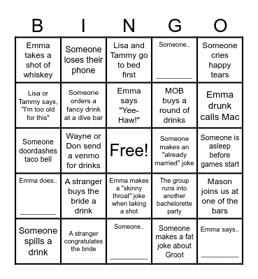 WIFE OF THE PARTY Bingo Card