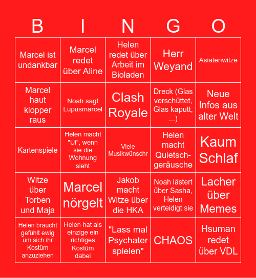 Hallowiener Bingo Card