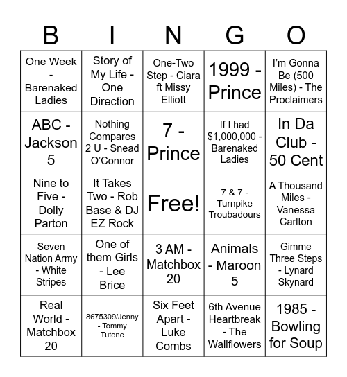 Numbers Bingo Card
