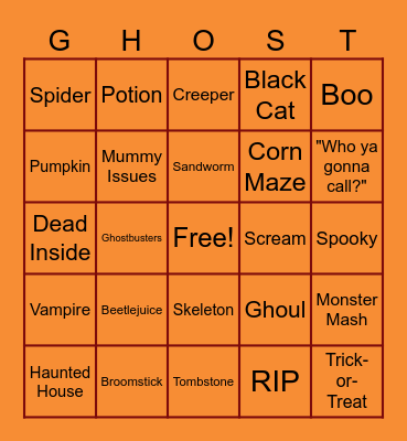 Halloween-go Bingo Card