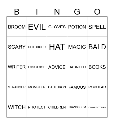 Witches Bingo Card