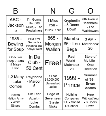 Numbers Bingo Card