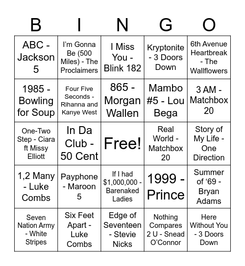Numbers Bingo Card