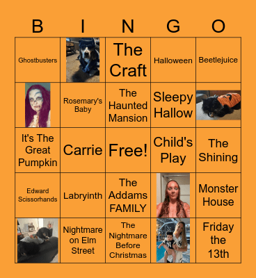 Spooky/ Scary Movies Bingo Card