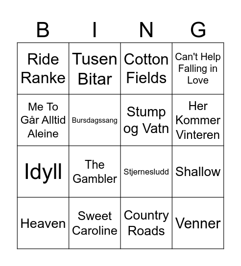 Naboen Vennesla Halloween Bingo Card