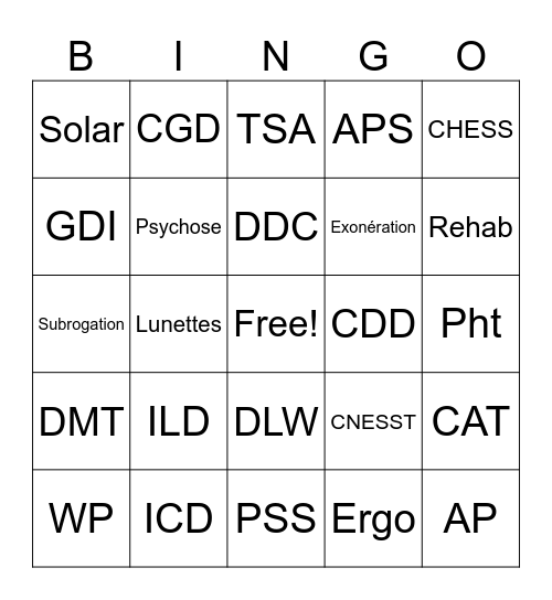 Bingo de GDI Bingo Card