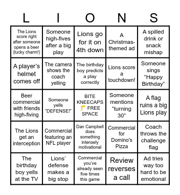 Birthday Bingo Card