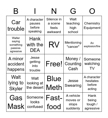 Breaking Bad Bingo Card