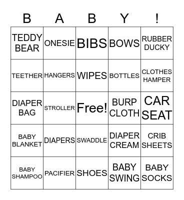 BABY BRYNLEE BINGO Card