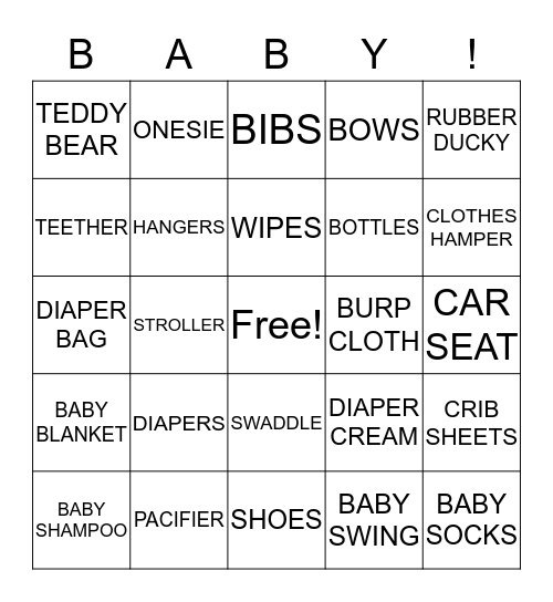 BABY BRYNLEE BINGO Card